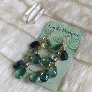 Fluorite cluster earrings gold fill